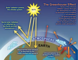 The increase in the ratio of greenhouse gases causes the increase in the planet Earth's temperature