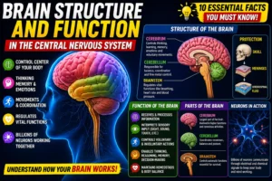 Brain Structure and Function in the Central Nervous System: 10 Essential Facts You Must Know! Human brain structure