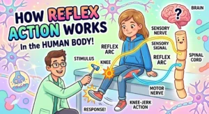 How is the reflex action occur in the human body ? Reflex action
