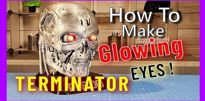 3D Printed T-800 Terminator Bust with LED Eyes